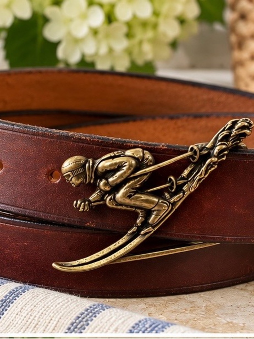 Craftmasters of Nantucket Skier Leather Belt - Unisex - 36”